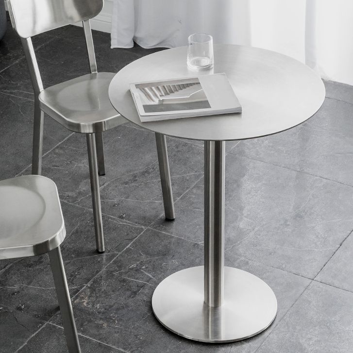 Mesa de comedor industrial mesa de acero inoxidable con base de pedestal para cocina