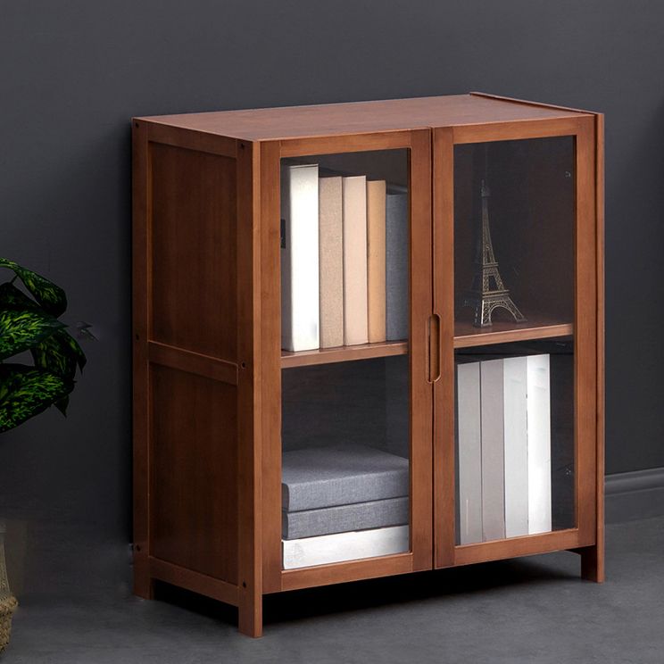 Contemporary Style Wood Bookcase Closed Back Bookshelf with Door for Home