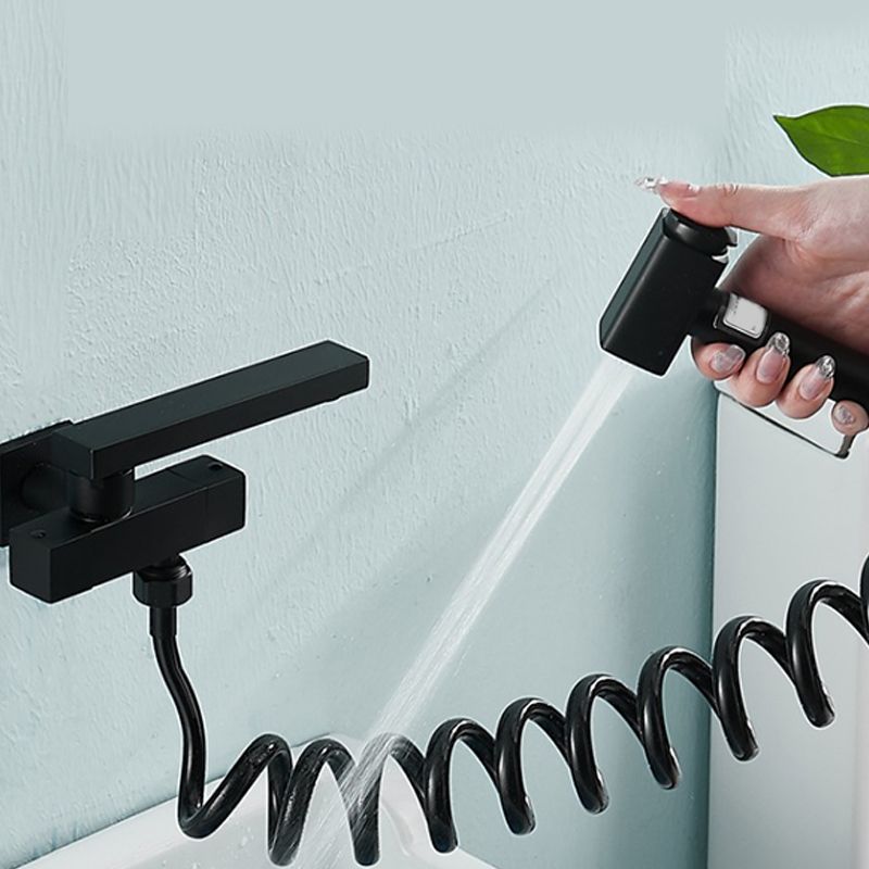 Modern Tub Filler Wall Mount Handshower Swivel Copper Tub Filler with Single Lever Handle