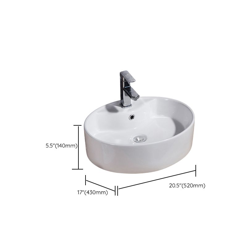 Modern Bathroom Sink Solid Color Porcelain Vessel Bathroom Sink