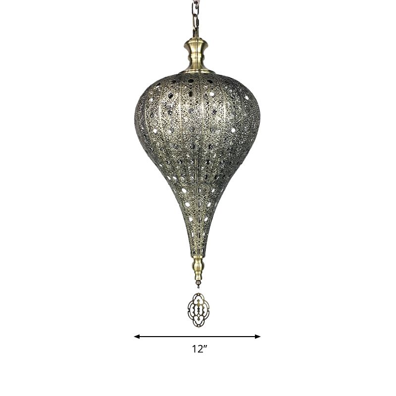 1 Head Pendant Light Vintage Coffee Shop Hängelampe mit Eismetallschatten in Bronze