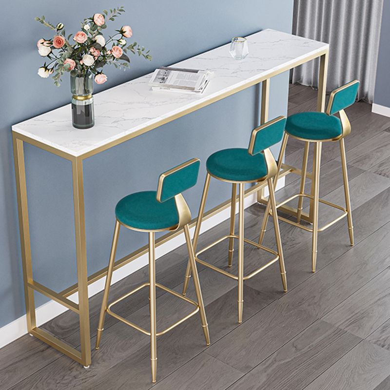 Nordic Backrest Armless Counter Stool Iron Cashier Bar Stool with Velvet Cushion