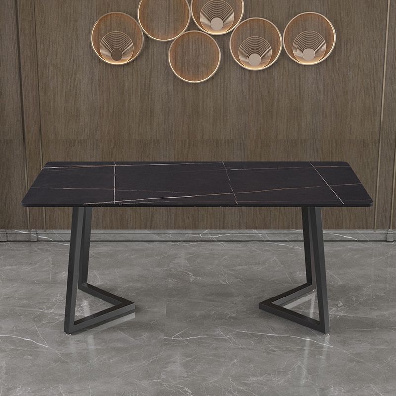 Designer 1/4/5/7 Pieces Dining Set Rectangular Double Pedestal Dinette Set with Stone Top