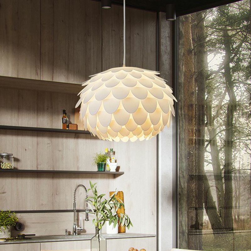 Ronde gevormde plafondverlichting eenvoud veer meisjes slaapkamer hangende lamp in het wit