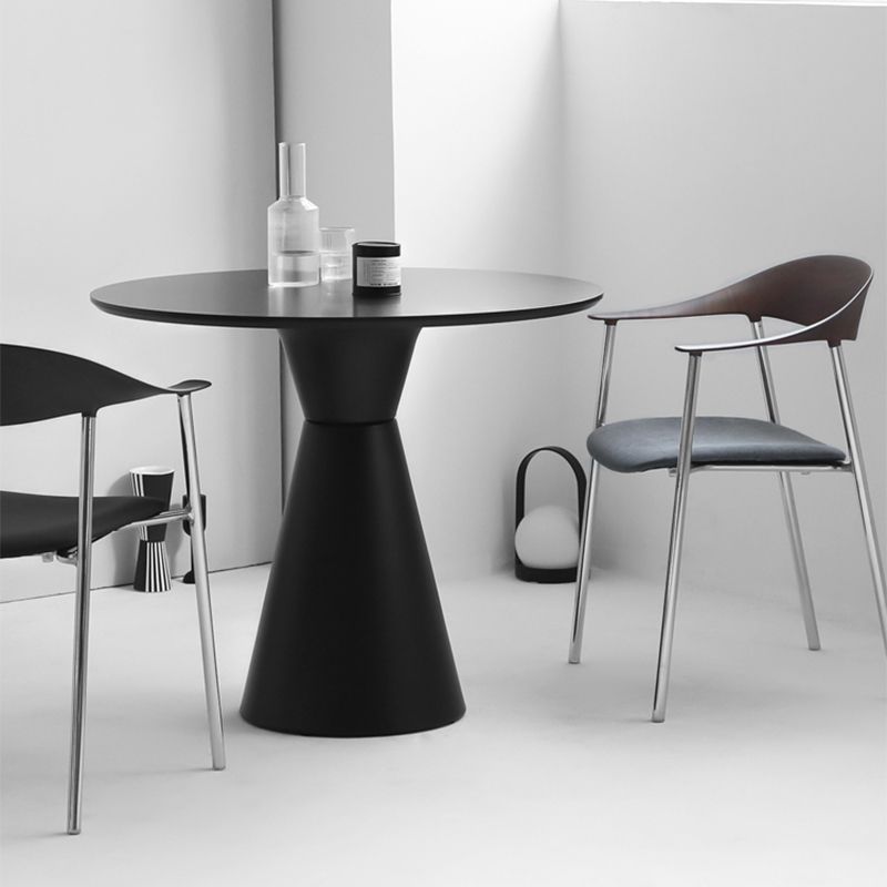 28.3 " H Single Leg Metal Base Solid Color Round Slate Coffee Table For Apartment