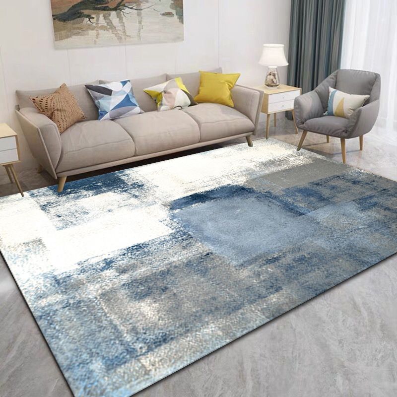Apricot Abstract Print Rug Polyester Simple Rug Non-Slip Backing Rug for Living Room