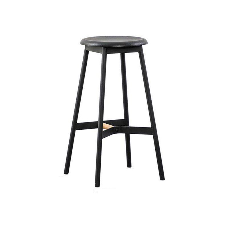 Black Round Counter-height Stool Industrial Backless Indoor Wood Bar Stool