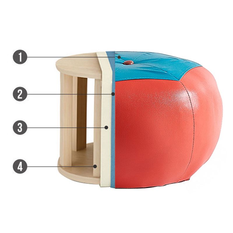 Modern Ottoman Football Pattern Faux Leather Indoor Round Pouf Chair