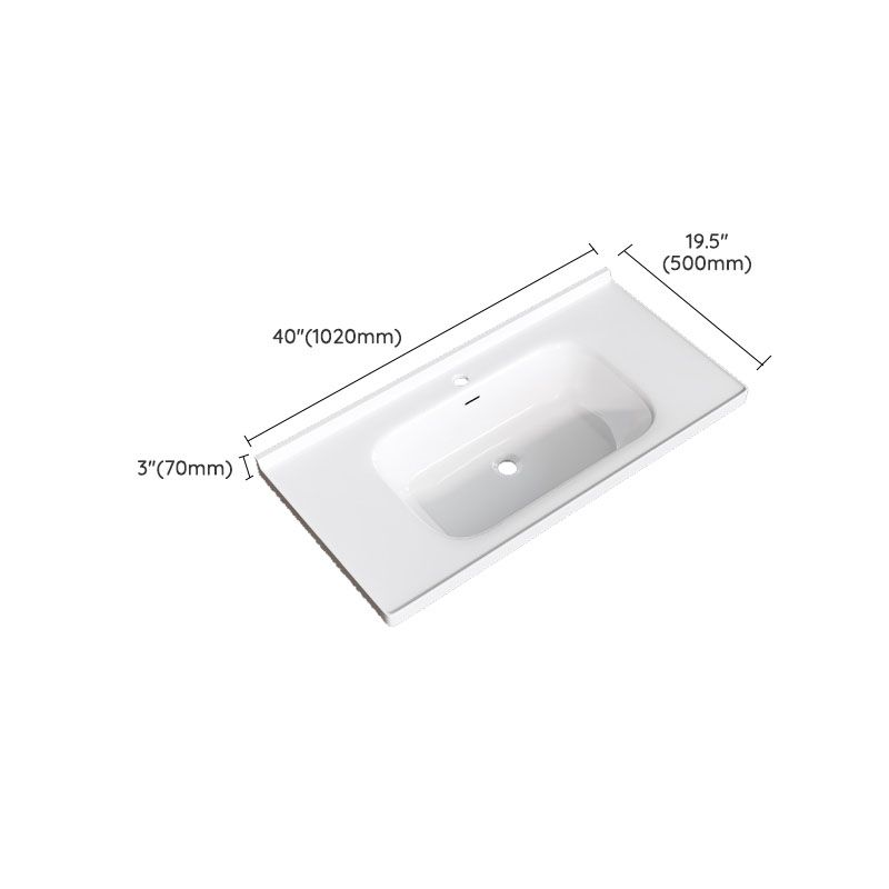 Modern Basin Sink Porcelain with Overflow Drop-in Bathroom Sink(Not Included Faucet)