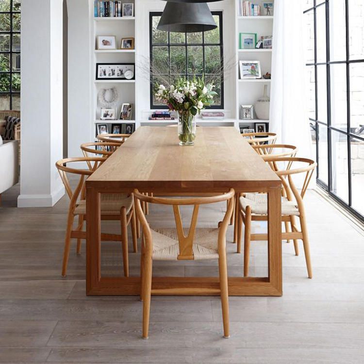 Simplicity Style Solid Wood Dining Table 4 Legs Base Rectangle Table for Home