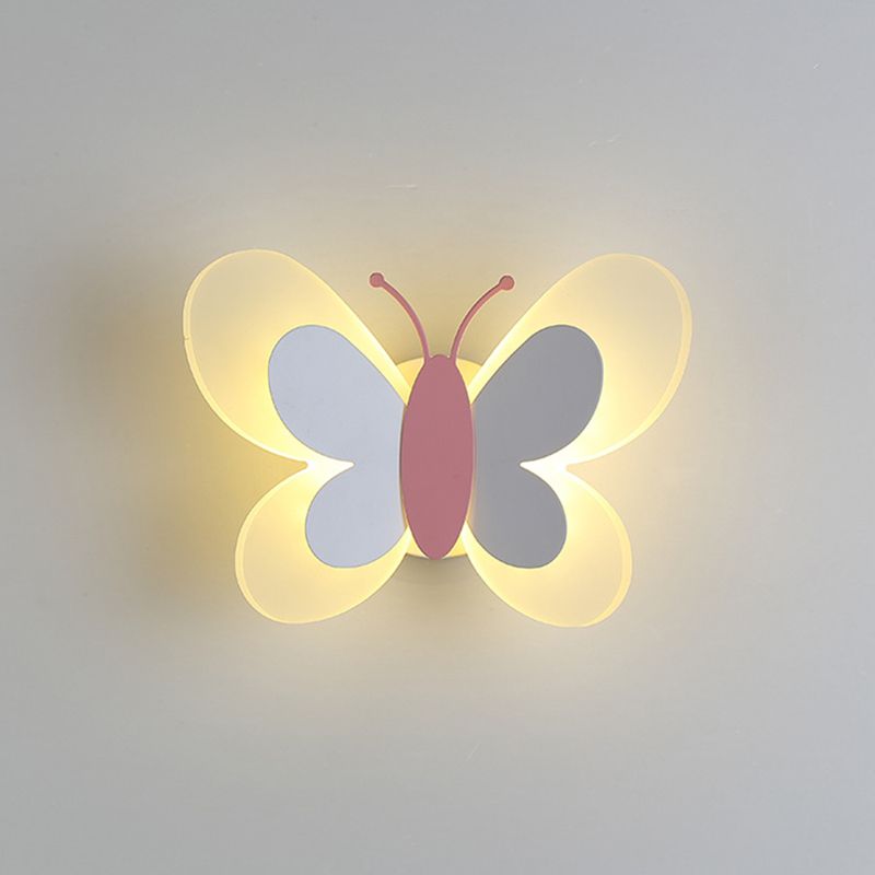Metal Butterfly Shape Wall Light Kid Style 2 Lights Wall Light Sconce
