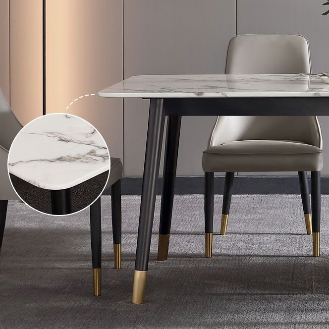 Mesa de comedor de lujo de mármol, mesa rectangular con base de 4 patas para el hogar