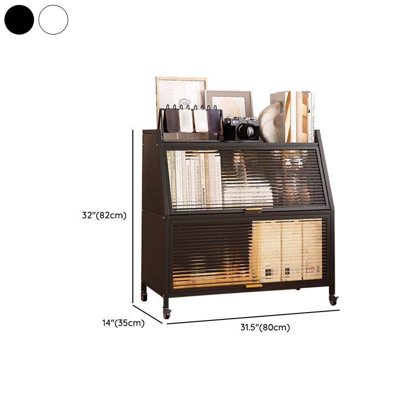 Standard Bookcase Metal Glam Closed Back Bookshelf with Shelves