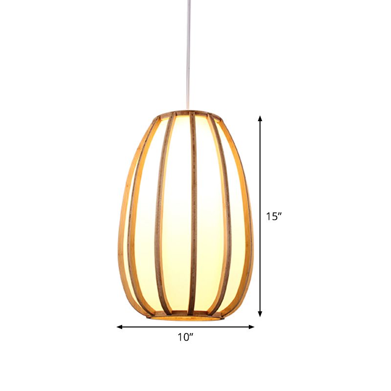 Beige lágrima colgando luz asiática 1 bulbo accesorio de iluminación colgante de madera para comedor