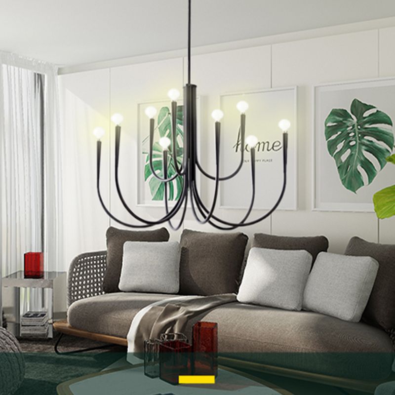Metaal gebogen armen ophanging hanglamp moderne stijl multi -lichten hangende lamparmaturen