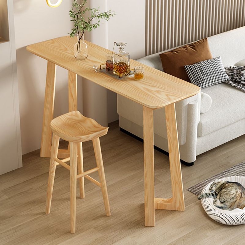 1/3/5 Pieces Modern Rectangle Solid Wood Counter Table with High Stools