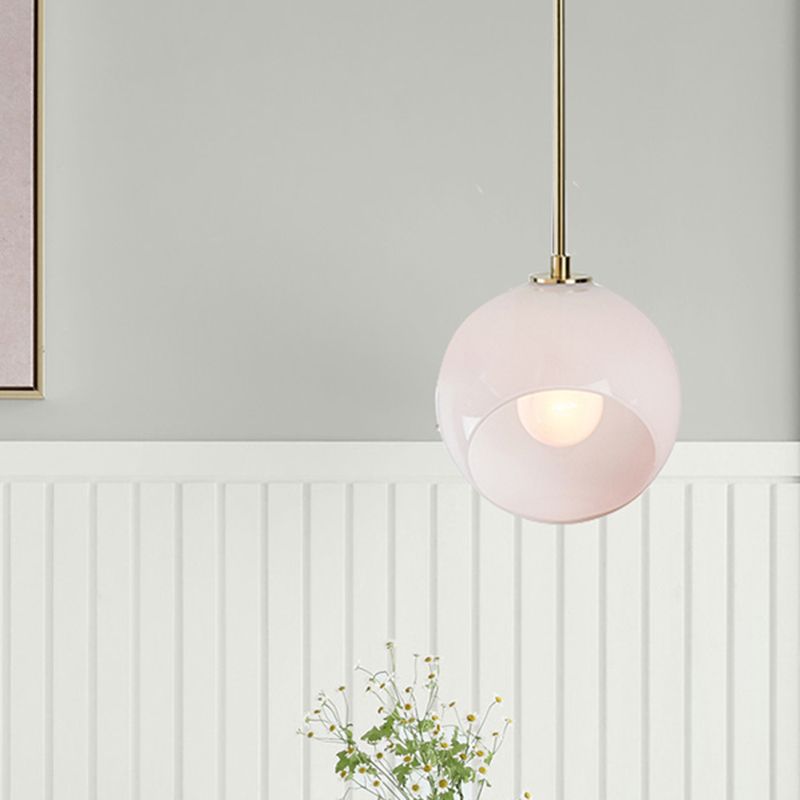 Globe Restaurant Suspension Lamp White Glass 1 Head Minimalist Ceiling Hang Fixture