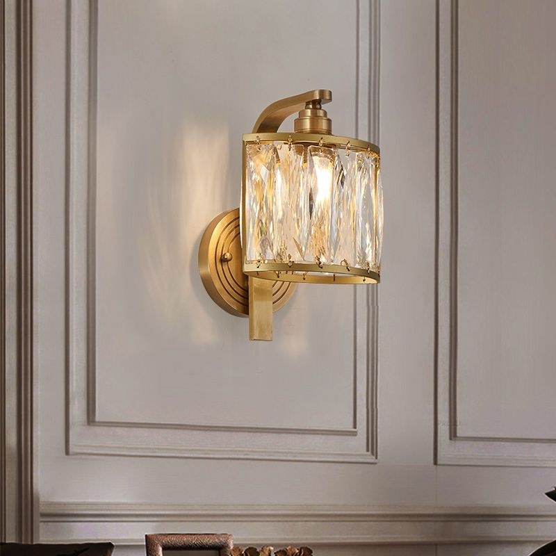 Traditionalismus Quadratmontage Lampe 1 Lichtkristall Blockwandleuchte in Gold
