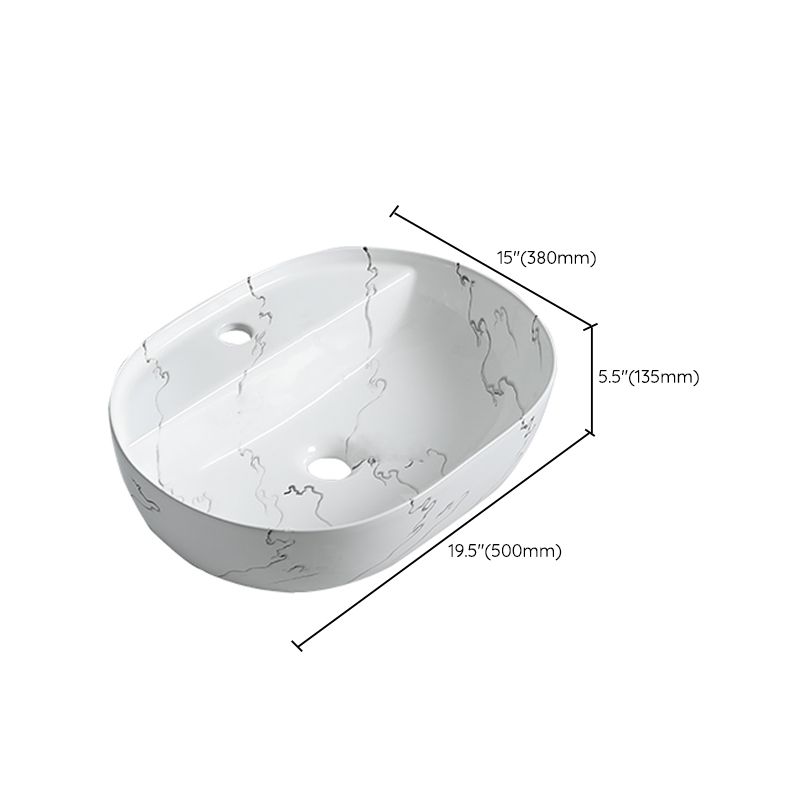 Modern Porcelain Trough Sink Oval-shape Trough Bathroom Sink