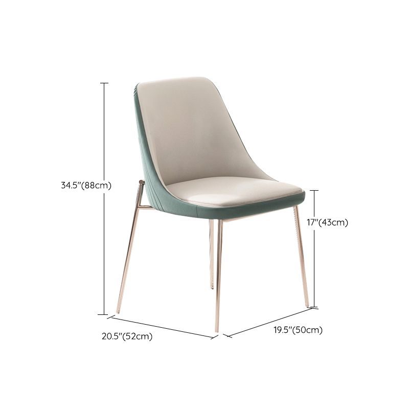 Nordic Style Green Side Chair Gold Base Side Dining Chair for Home Use