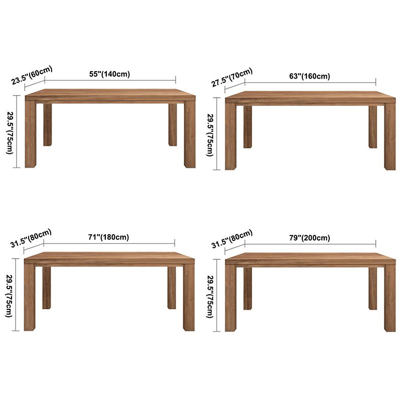 Mesa de rectángulo de madera de pino mesa de comedor moderna con 4 patas para restaurante