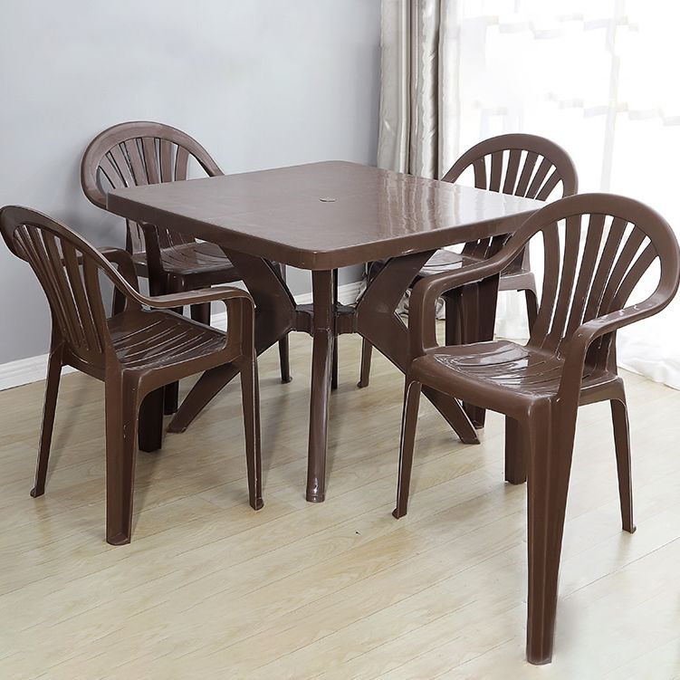Silla lateral de plástico contemporánea con respaldo Windsor, silla lateral apilable para uso doméstico
