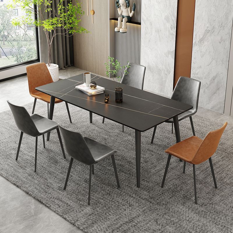 Rectangle Modern Stone Table Standard Height Table Dining with 4 Legs