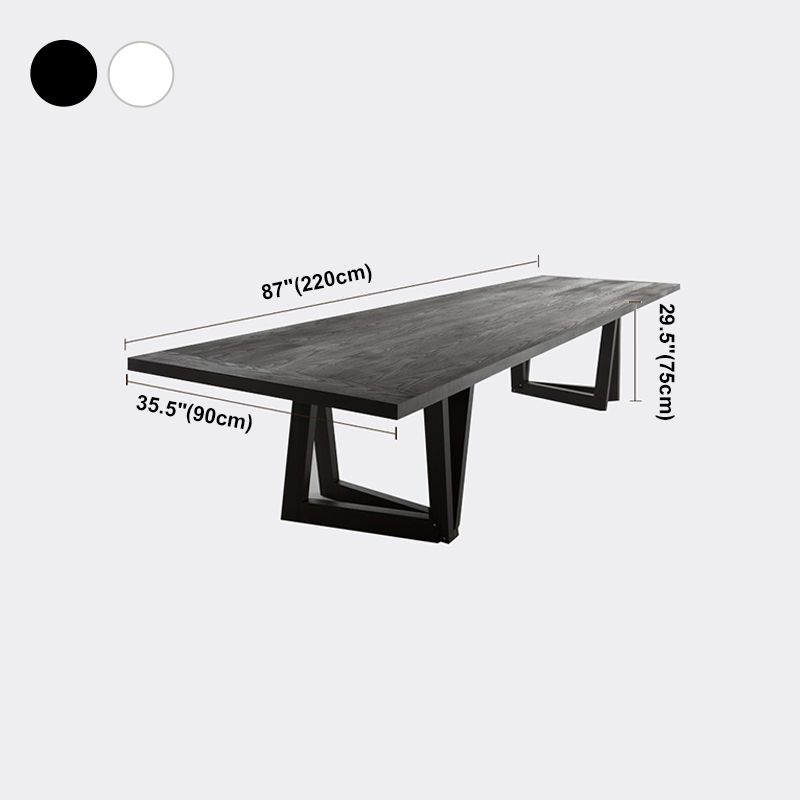 Industrial Pine Wood Table for Restaurant Rectangle Dining Table with Double Pedestal Base