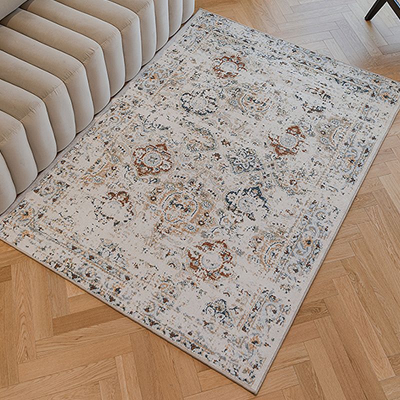 Rice White Traditional Rug Blending Plant Rug Non-Slip Backing Rug for Living Room