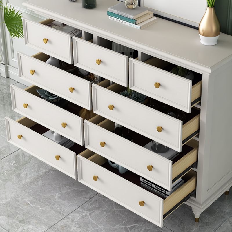 Glam Solid Wood Chest Home Storage Chest in White with Drawers