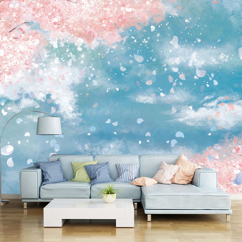 Nostalgic Cherry Blossom Wall Decor for Living Room Romantic Wall Mural, Made to Measure