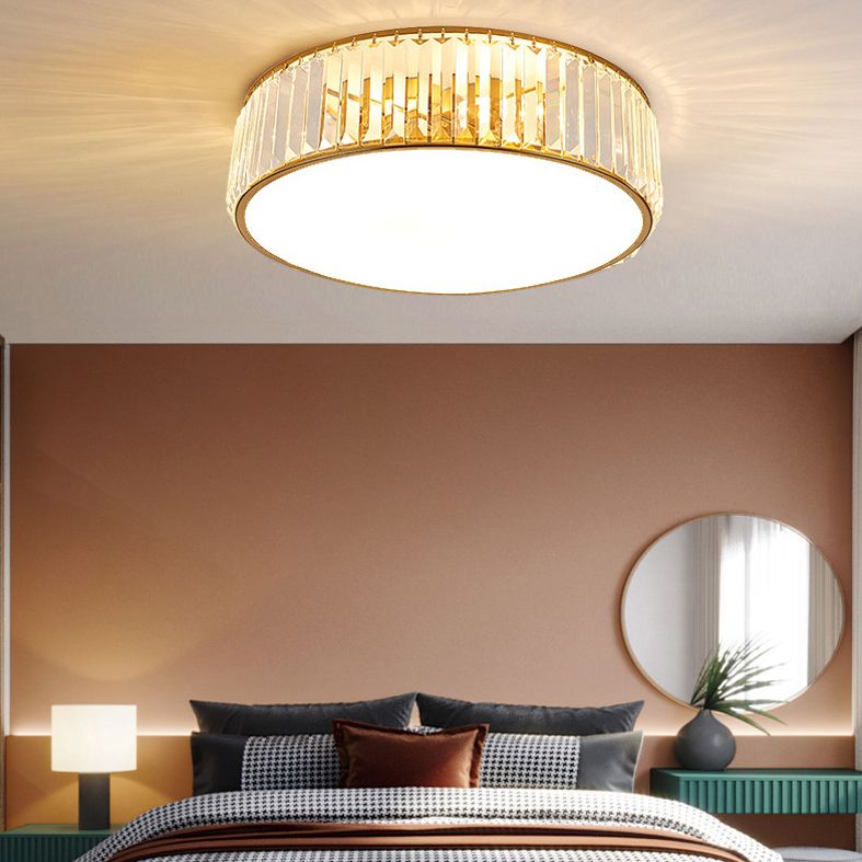 Circular Crystal LED Ceiling Fixture in Modern Luxury Style Wrought Iron Ceiling Light for Interior Spaces