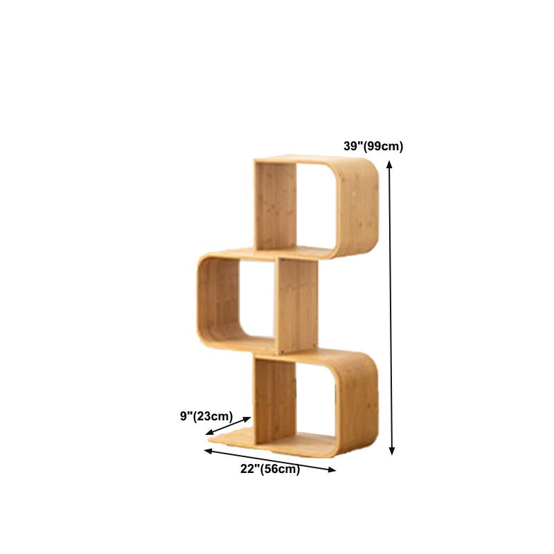 Geometry Bamboo Bookshelf Modern Style Bookcase for Home Office 22" W X 9" D