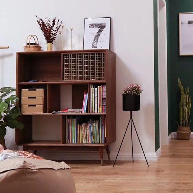 Contemporary Open Back Standard Bookcase Solid Wood Bookshelf with Shelves