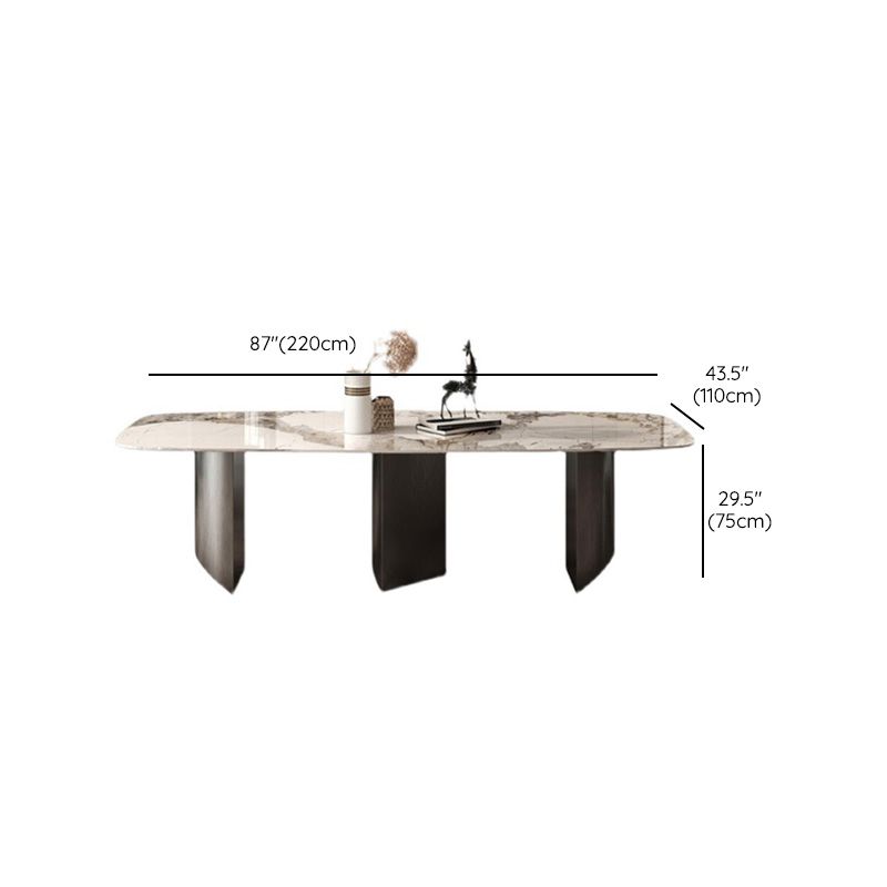 Modern Stone Dining Table Rectangle Table for Dining Room Kitchen