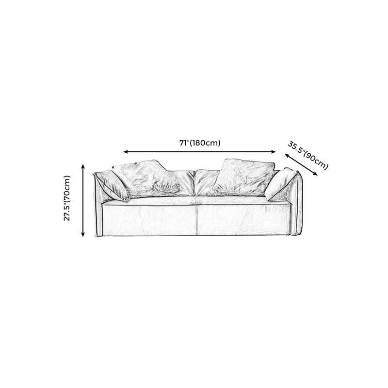 Living Room Faux Leather Settee Green Slipcovered Sofa with Pillow Top Arm