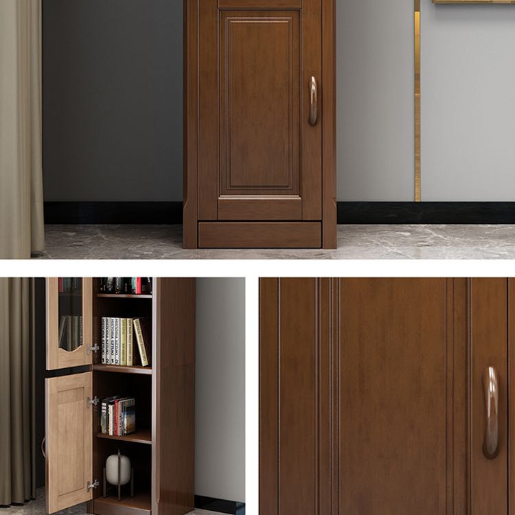 76.8" Tall 2 - Door Accent Cabinet Solid Wood Glass Paned Chest in Brown