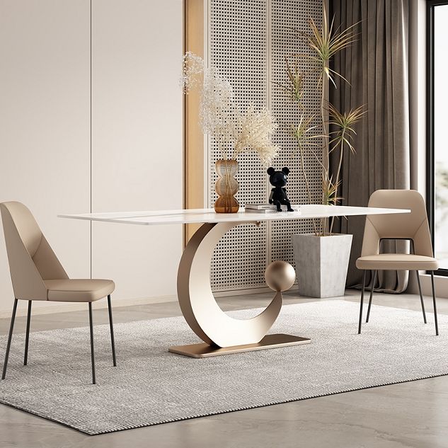 Nordic Sintered Stone Top Dining Set Rectangle 1/3/4/5/6/7 Pieces Dining Room Table Set