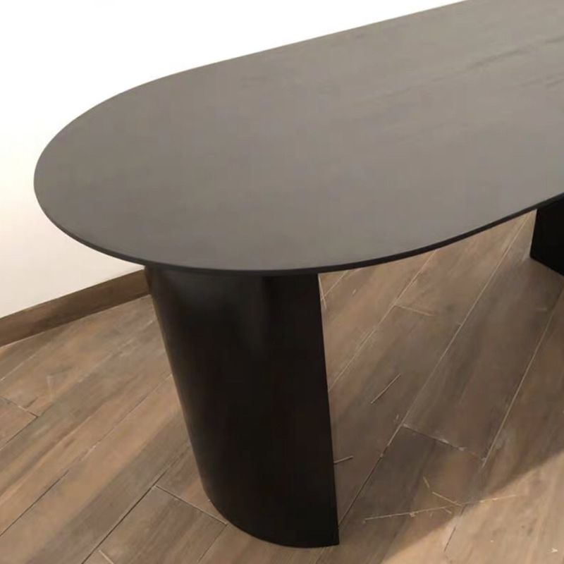 Oval Shape Simplicity Dining Table Fixed Table with Pinewood Solid Wood