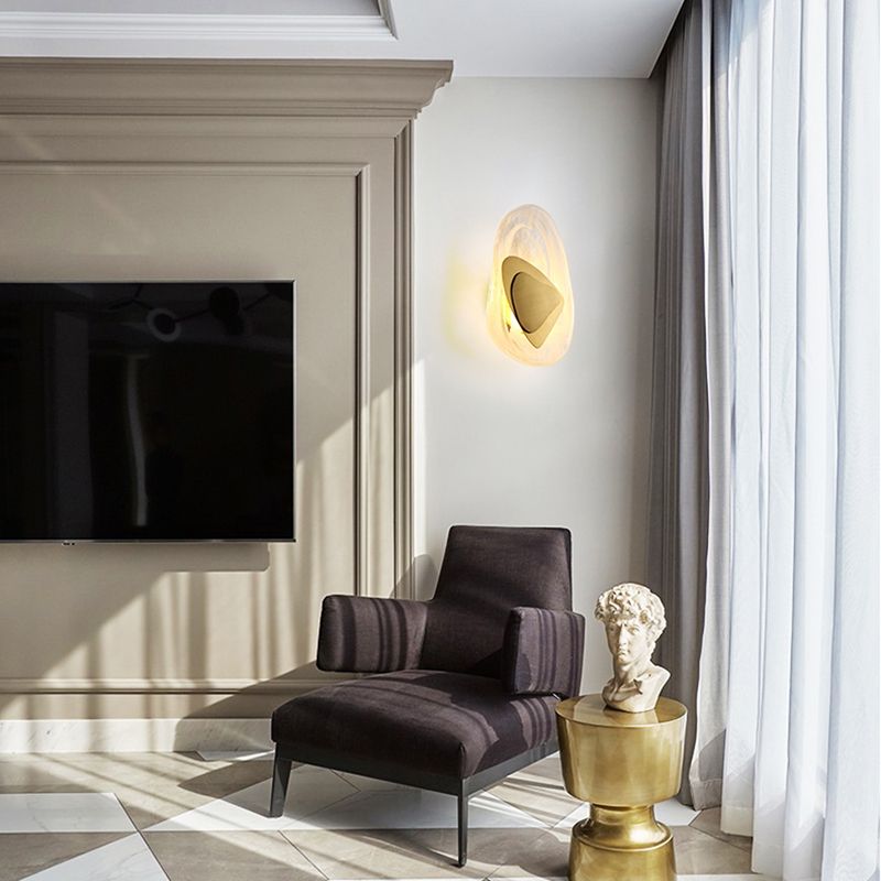 1-Light Wall Sconce Lighting Modern Style Ellipse Clear Crystal Wall Lamp in Black and Gold