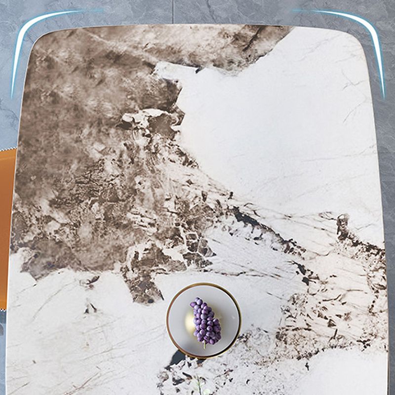 Industrial Style Sintered Stone Table Rectangle Table with Metal Legs for Home