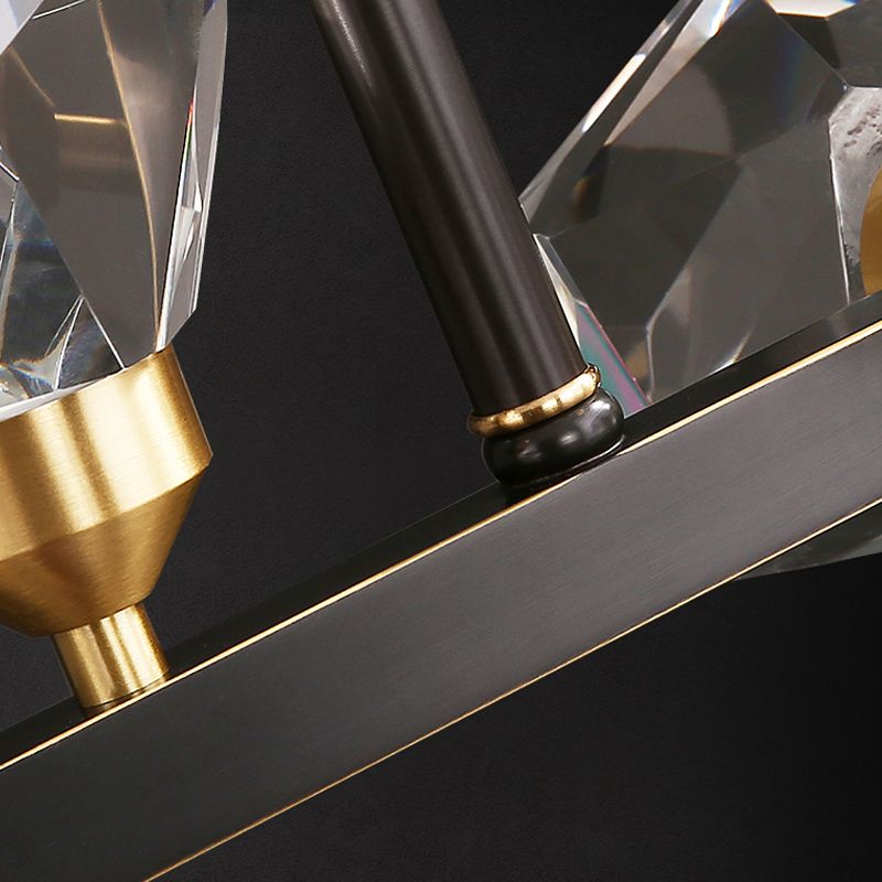 Modern Style Simple Island Pendant Geometric Shade Crystal Island Light for Restaurant