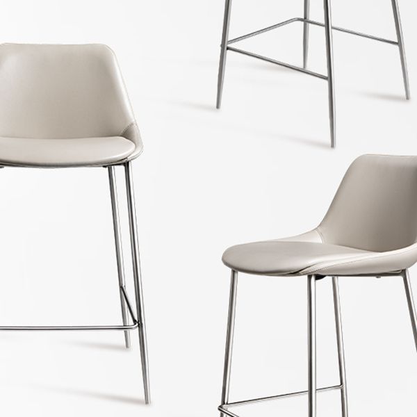 Indoor Faux Leather Bar Chair Contemporary Metal Legs Bar Stools