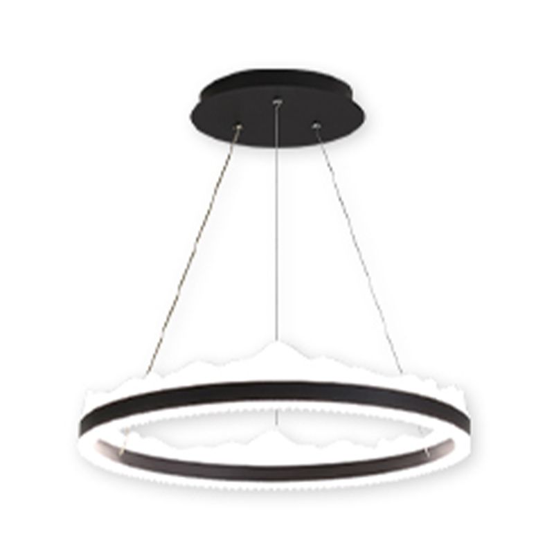 Circle Metal Pendant Light Fixture Modern Style Single Light Hanging Light Fixture