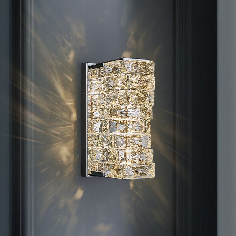 Silberkristall-LED-Wandleuchten im modernen prägnanten Stil rostfreie Stahl rechteckige Wandlampe für Innenräume