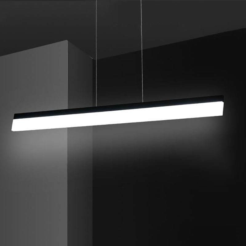 Idea de iluminación de isla lineal moderna Luces colgantes de aluminio con sombra acrílica