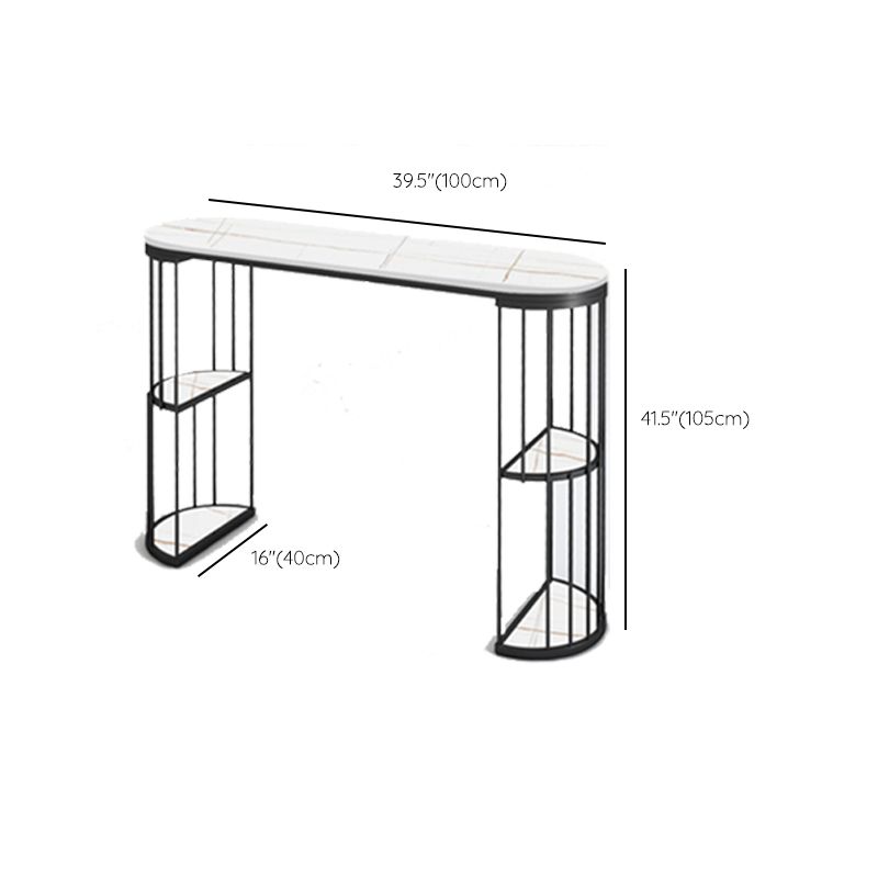 Glam Oval Bar Table Set 1/3 Pieces Stone Counter Table with Upholstered Stools