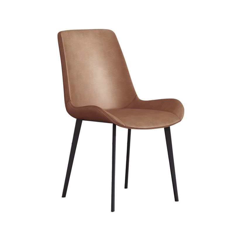 Sillas de comedor de cuero con respaldo sólido de estilo industrial para uso doméstico (juego de 2)