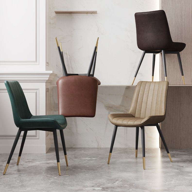 Silla auxiliar de cuero escandinava para sala de estudio Sillas de comedor Parsons con acabado mate