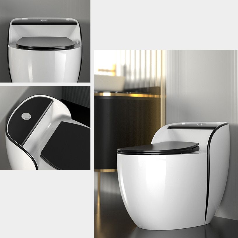 Modern Flush Toilet Ceramic Round-Front One-Piece Toilet with Slow Close Seat